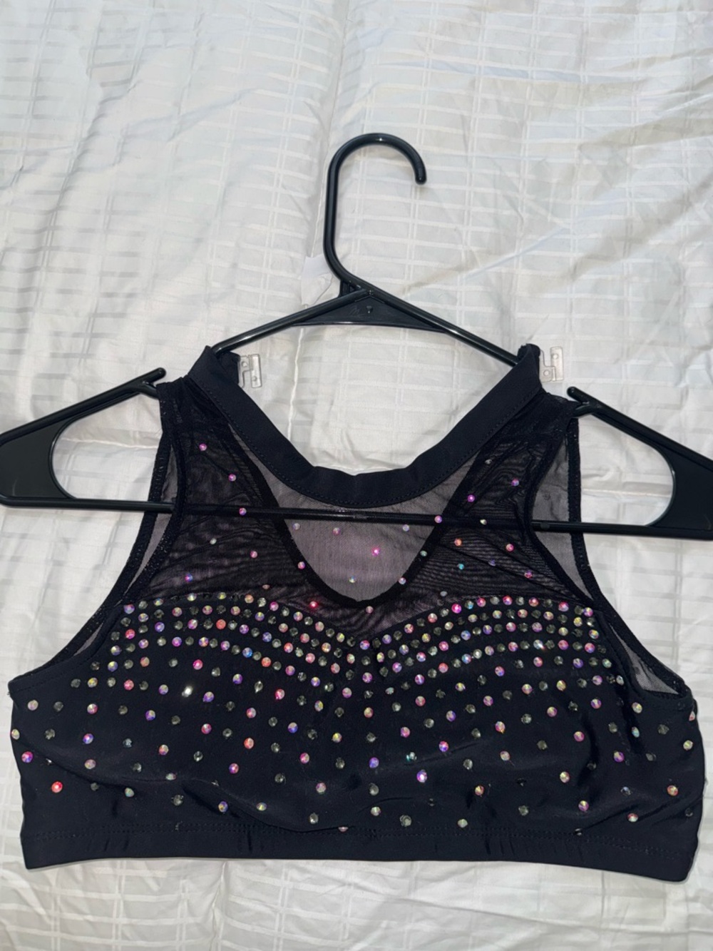 Black Mesh Racerback Bralette with Rhinestones for Audition